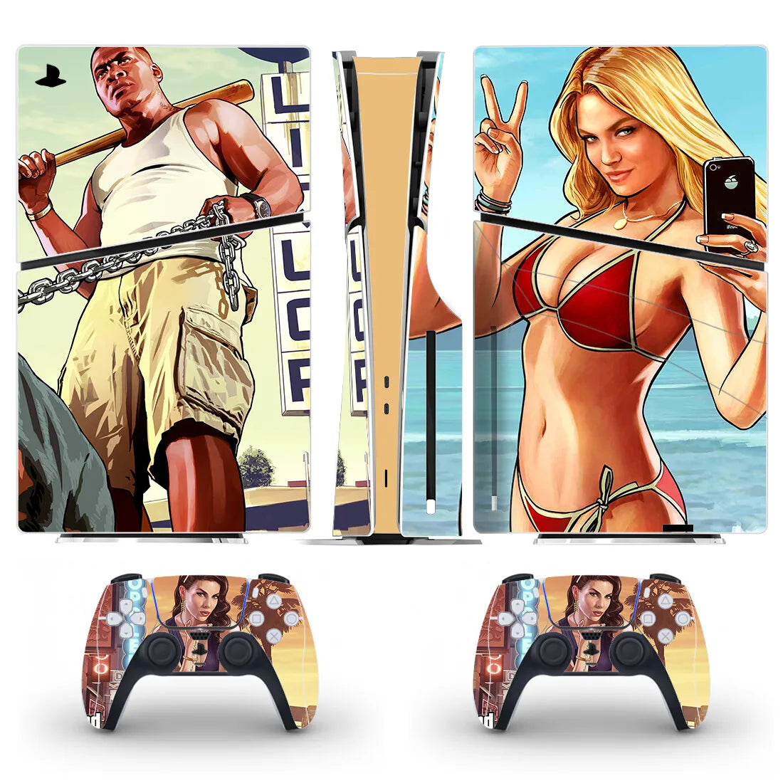 New Hot Game PS5 Slim Disc Skin Sticker Decal Cover for Console and 2 Controllers PS5 Slim Disk Skin Vinyl