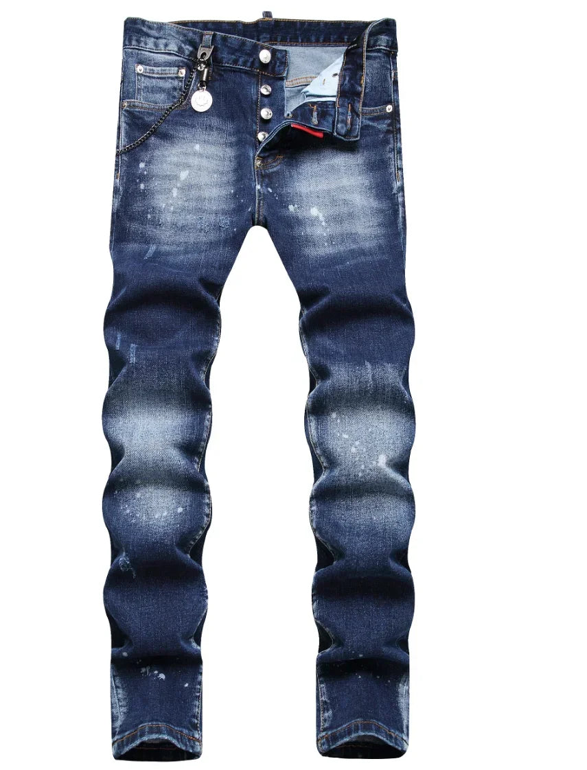 100 chareiharper  dsq plus size Men's Stretch Jeans Quality Street fashion Slim jeans Men's Blue jeans Men's skinny ripped jeans