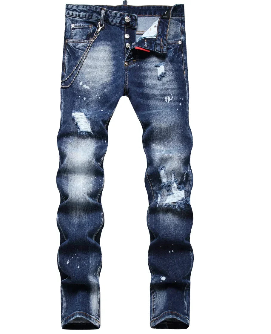 100 chareiharper  dsq plus size Men's Stretch Jeans Quality Street fashion Slim jeans Men's Blue jeans Men's skinny ripped jeans