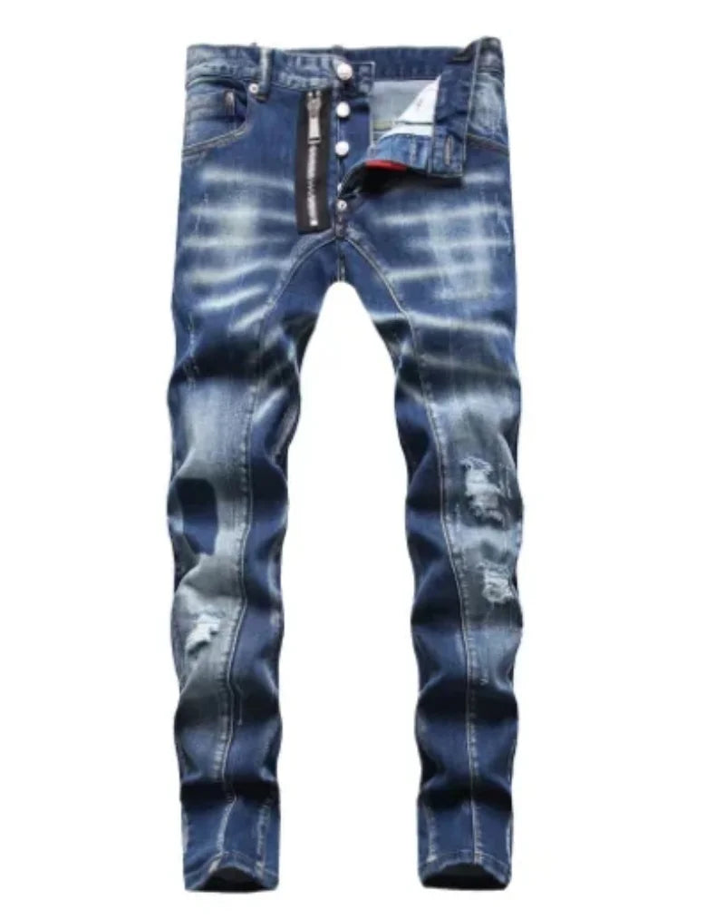 100 chareiharper  dsq plus size Men's Stretch Jeans Quality Street fashion Slim jeans Men's Blue jeans Men's skinny ripped jeans